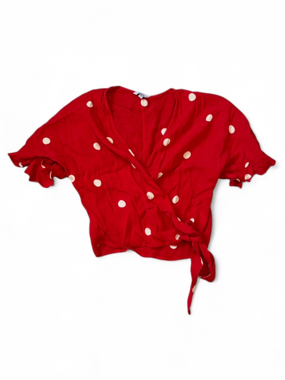 Rails Athena Red Polka Dot Wrap Crop Top